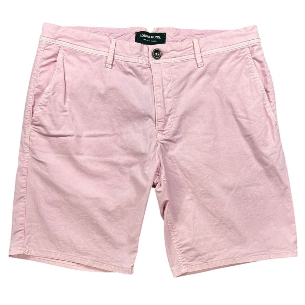 Rodd & Gunn Chino Shorts Mens 34 Pink Cotton Stretch Garment Barbie Summer Yacht